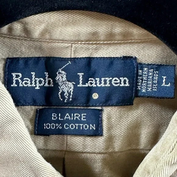 Polo Ralph Lauren Blaire Vintage Button Down Shirt 100% Cotton Size L Tan - Picture 3 of 8